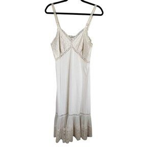 Vintage Floral Lace Slip Dress Cream 36 Lingerie 50s Feminine Retro Pin Up Chic